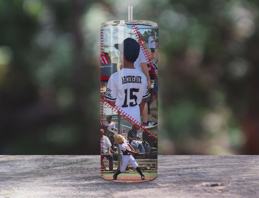 Custom Baseball Picture Collage 20 oz Skinny Tumbler